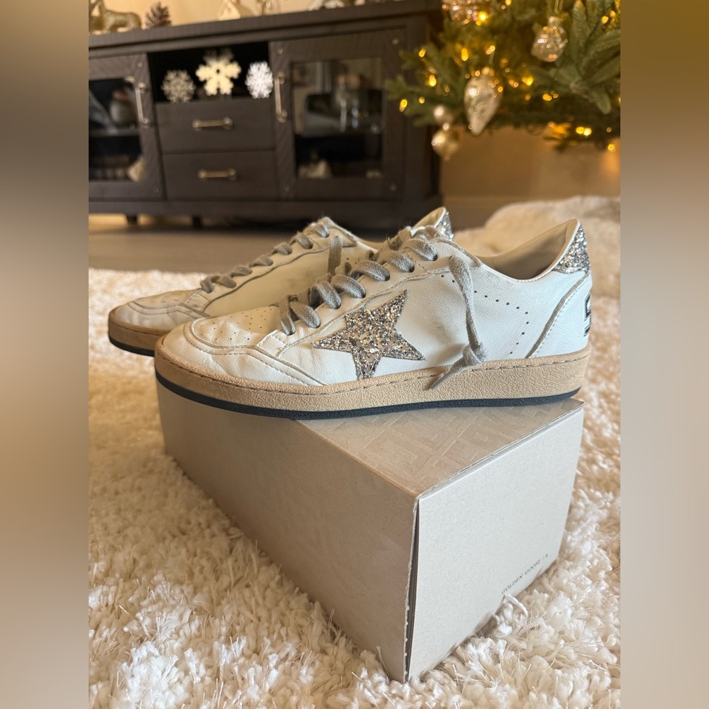 Golden Goose White and Silver Women's Ball Star Sneakers sz 38